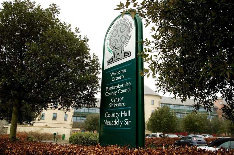 1 County Hall Haverfordwest Sign
