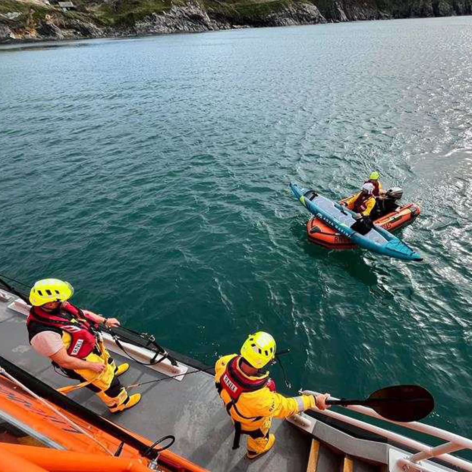 Inflatable Kayak At Abereiddy Bay For St Davids Rnli