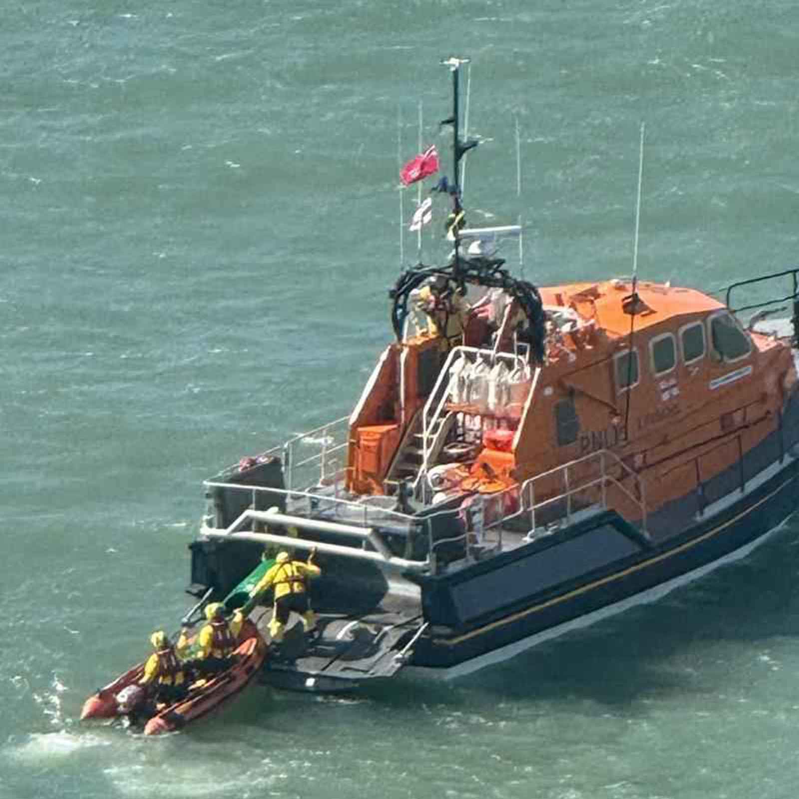 St Davids Rnli Easter Monday Launch To Drifting Kayak2