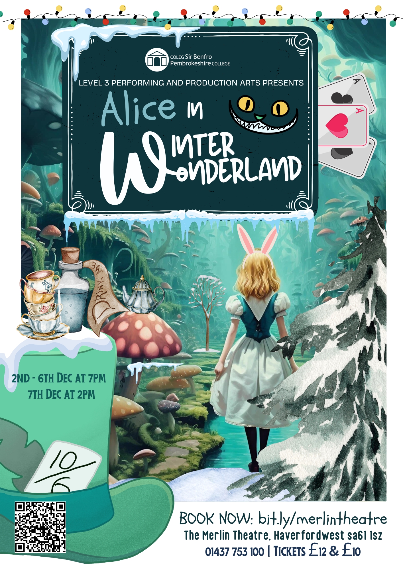 Alice in Wonderland, The Merlin Theatre, Haverfordwest, 2nd-6th December 7pm, 7th December 2pm