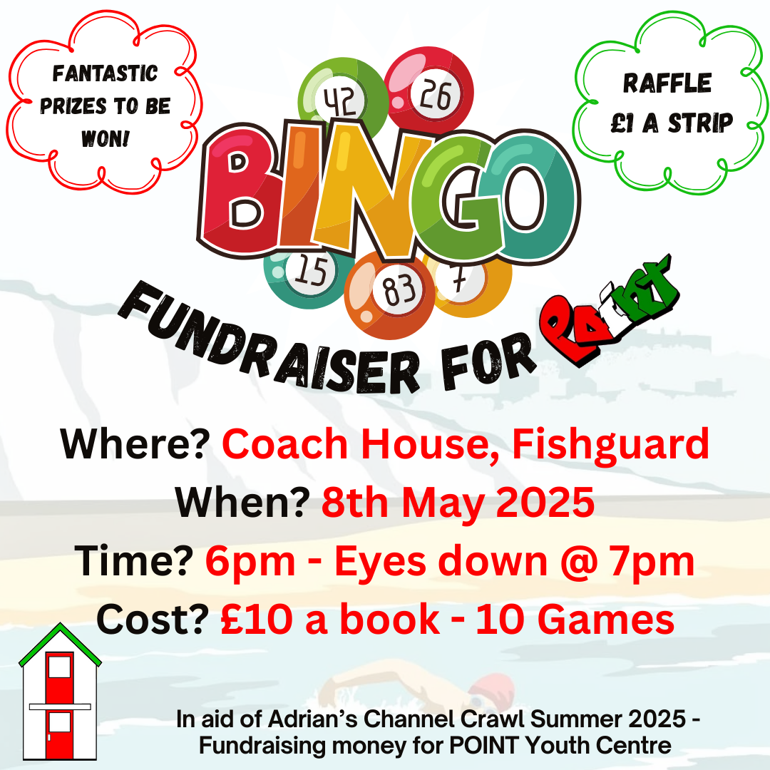 Bingo Fundraiser for POINT, Coach House, Fishguard, Thursday 8th May, 6pm