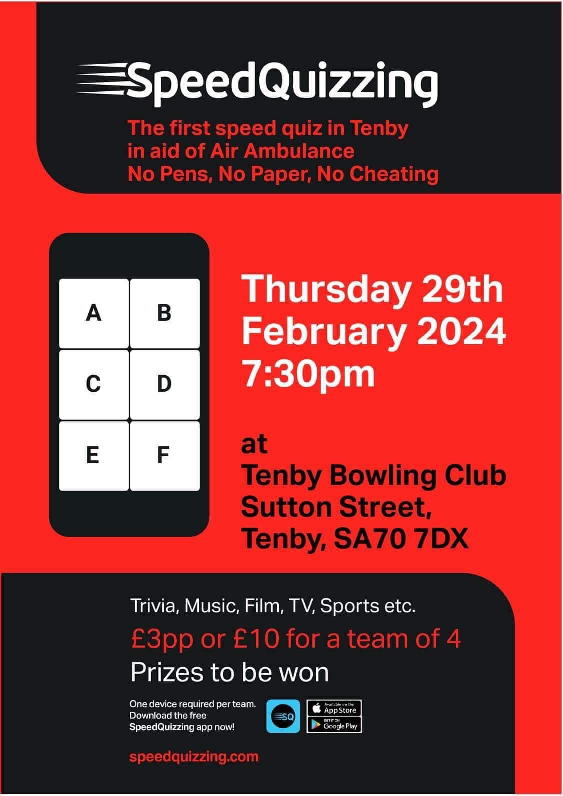 Speed Quizzing, Tenby