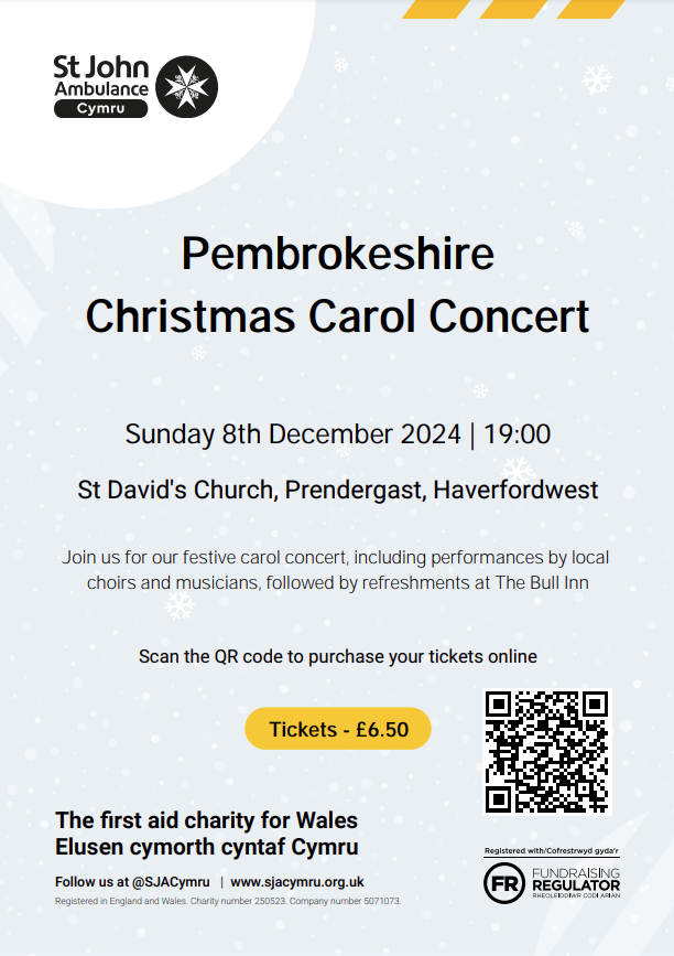 Pembrokeshire Christmas Carol Concert, St David’s Church, Prendergast, Haverfordwest, Sunday December 8th, 7pm