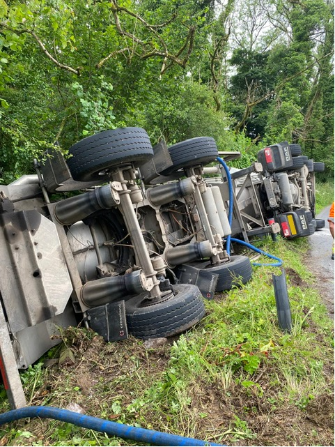 Overturned Milk Tanker in Narberth - 01-07-24