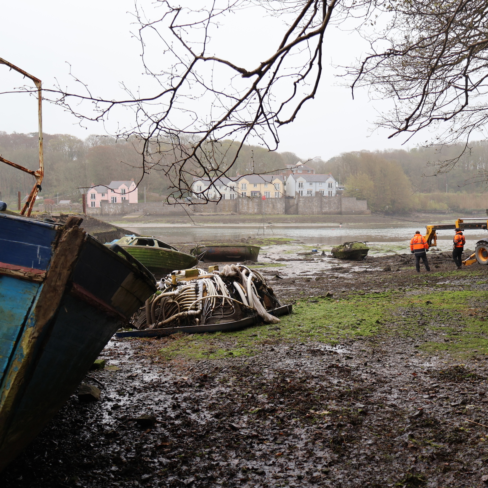 Contractors (Dale Sailing) Removing The Derelict Vessels And Other Items That Had Been Fly Tipped Into Castle Pill