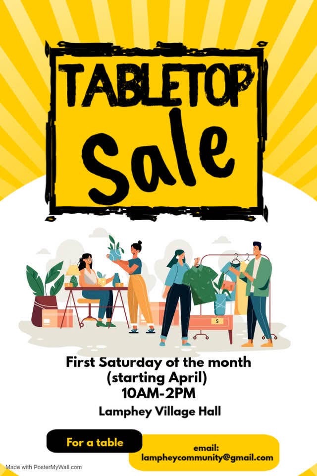 Table Top Sale, Lamphey Village Hall, First Saturday of Every Month, 10am - 2pm