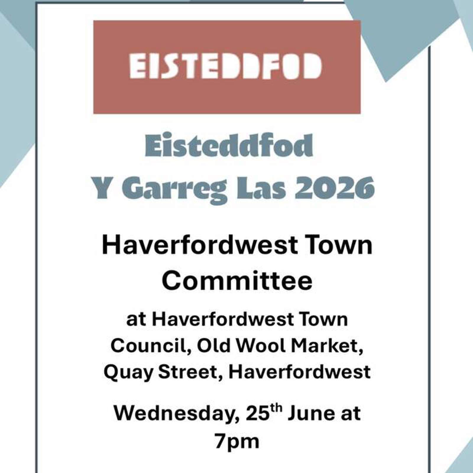 Eisteddfod Poster English J.Peg