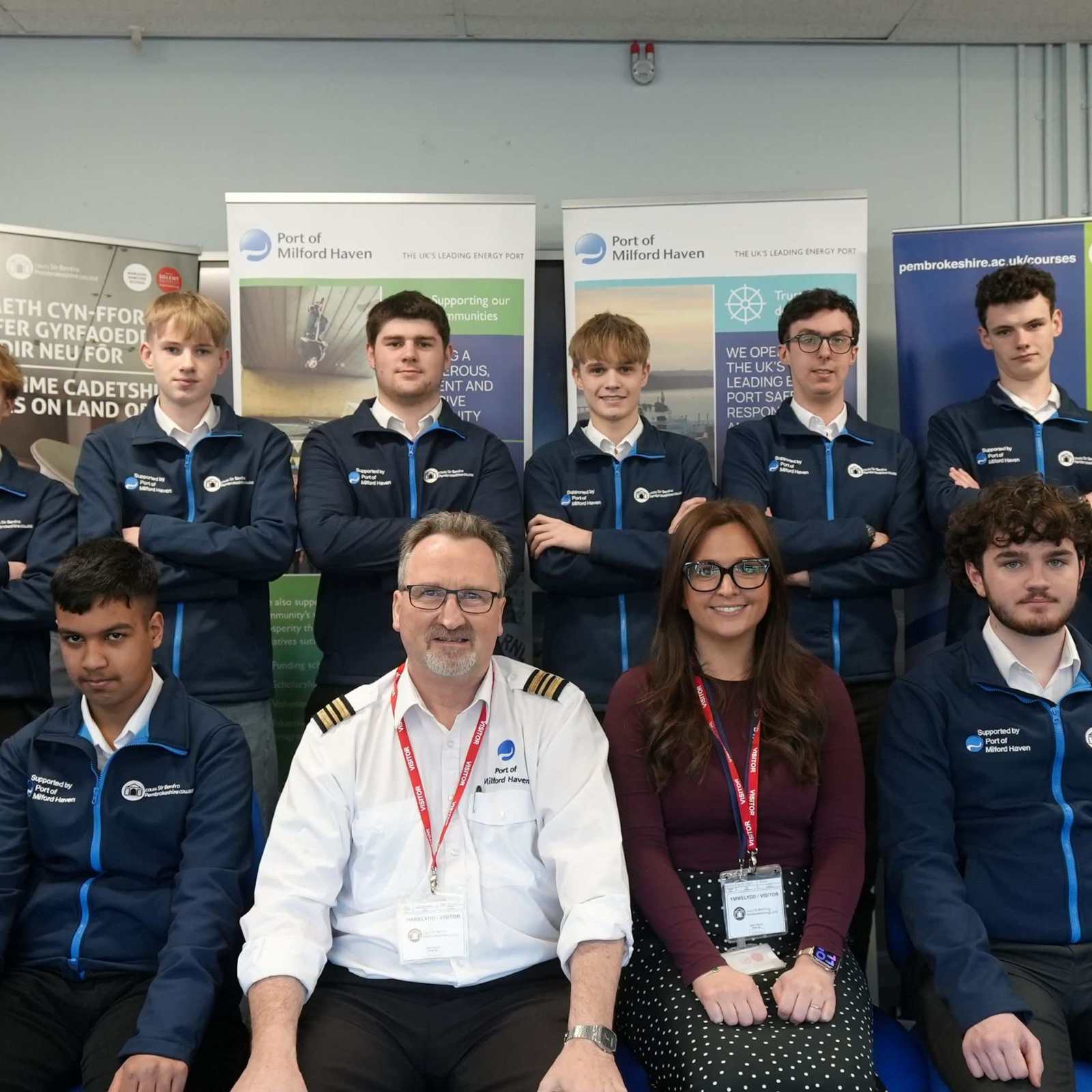The Pre Cadetship Students With Their Lecturer Tim Berry Along With The Port Of Milford Haven’S Assistant Harbourmaster Brian Stewart And Stakeholder Engagement Executive E Resized