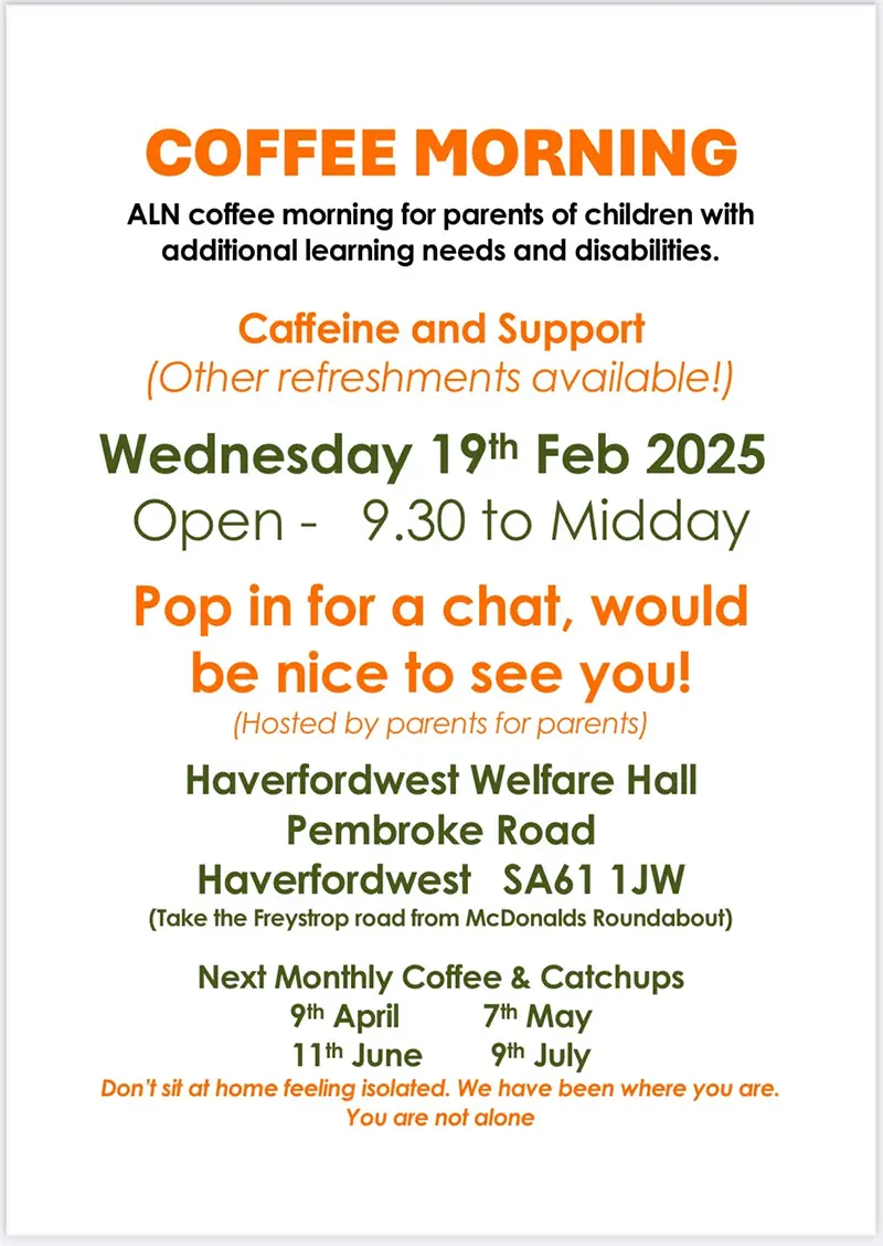 Coffee Morning ALN Coffee Morning For Parents