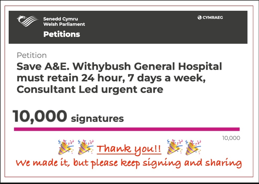 PRESS RELEASE: Save Withybush A&E Petition Reaches 10,000 signatures
