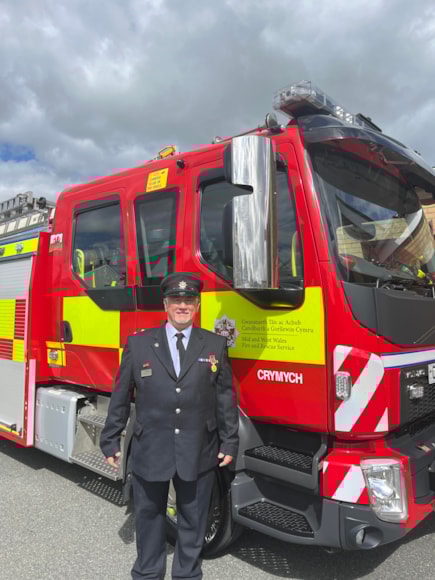 Watch Manager Euros Edwards, of Crymych Fire Station, presented with a British Empire Medal (BEM).