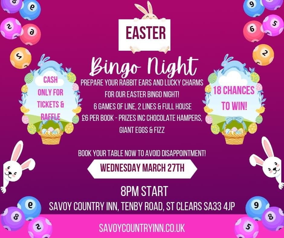 Easter bingo, St Clears