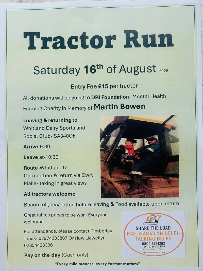 Tractor Run Whitland Dairy Sports & Social Club
