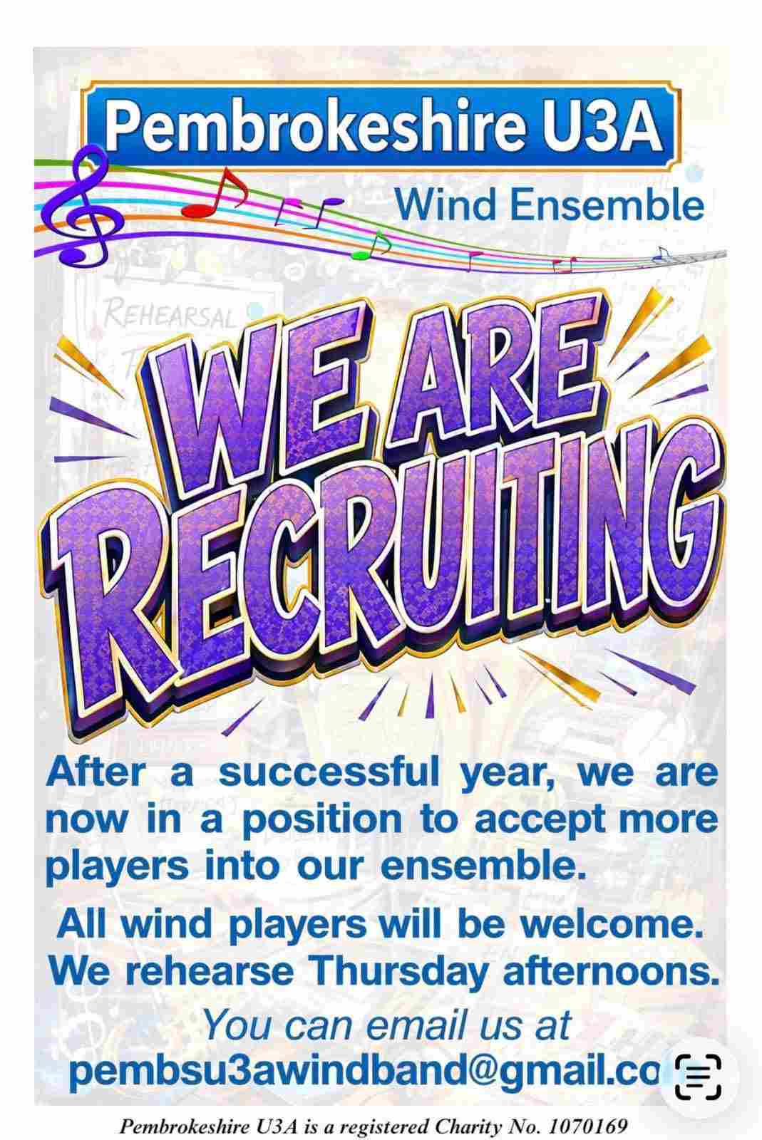 U3A Wind Band Recruiting Poster